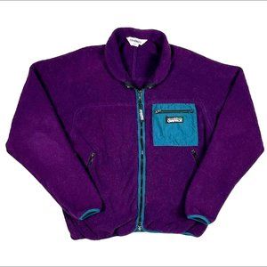 CAMPMOR 80s Polartec Ski Fleece Zipup Jacket Purple and Blue Vintage GORP Size M